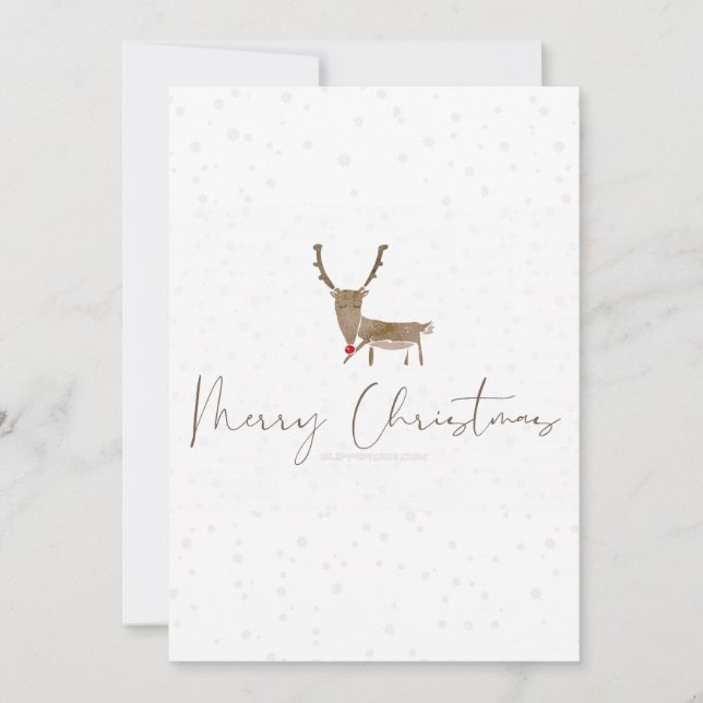 Cartão De Festividades SlipperyJoe Merry Christmas rendeer red-nose (Frente)