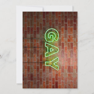 Cartão De Festividades SlipperyJoe's artístico neon verde Gay Sinal gay 