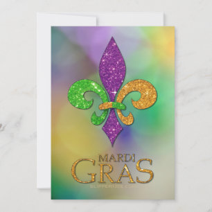 Cartão De Festividades SlipperyJoe's festivo tema Mardi Gras roxo gre