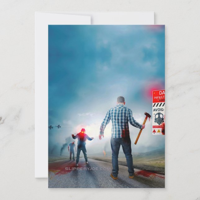 Cartão De Festividades SlipperyJoe's zumbis felizes de Halloween com olho (Frente)