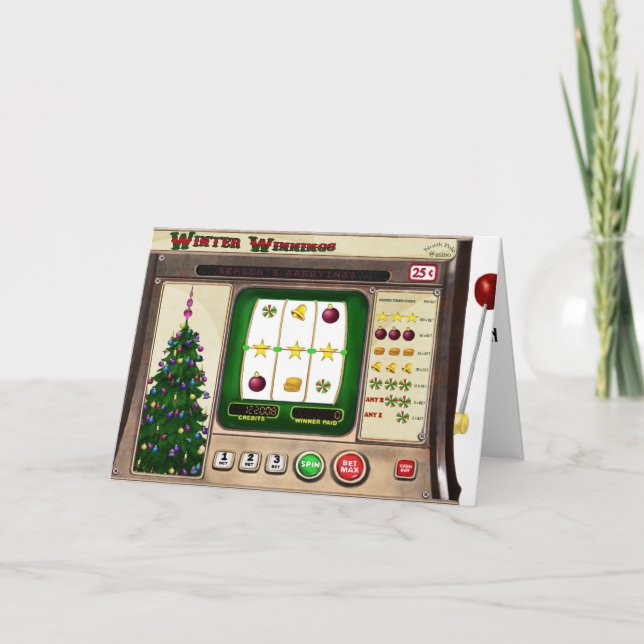 Cartão De Festividades Slot Machine Christmas Card (Frente)