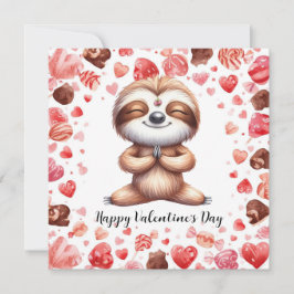 Cartão De Festividades Sloth in  Yoga Class on Valentine's Day 