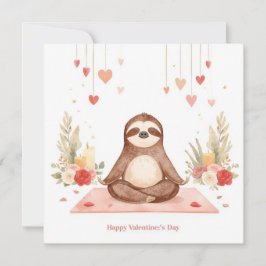 Cartão De Festividades Sloth in  Yoga Class on Valentine's Day 