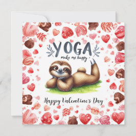 Cartão De Festividades Sloth in  Yoga Class on Valentine's Day 