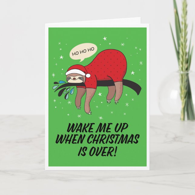 Cartão De Festividades Sloth Santa Anti-Christmas Card (Frente)