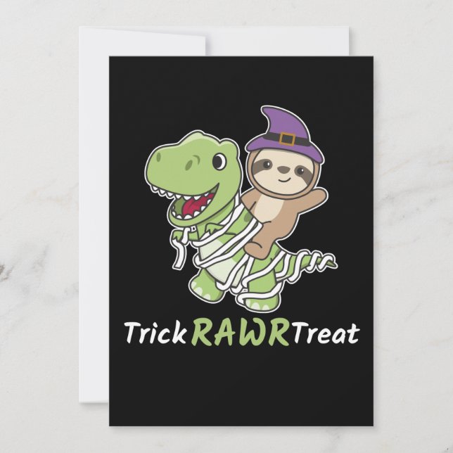 Cartão De Festividades Sloth Trick Rawr Treat T-rex Mummy Costume (Frente)