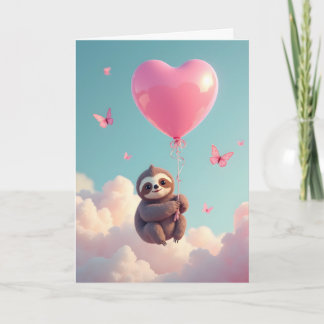 Cartão De Festividades Sloth Valentine Folded Holiday Card