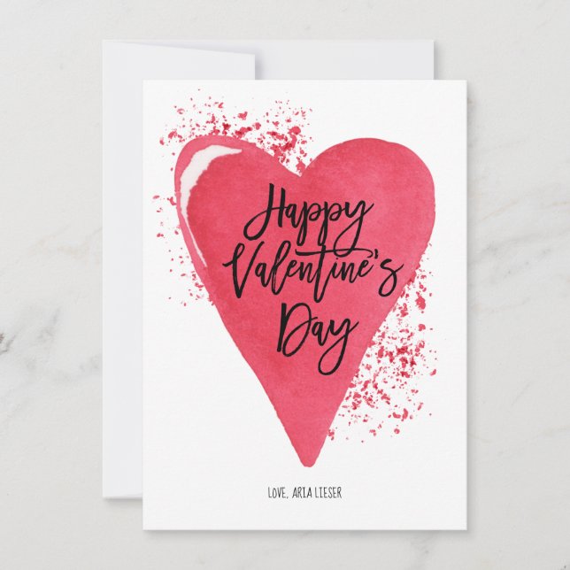 Cartão De Festividades Small Personalized Valentines Day Card Red Heart (Frente)