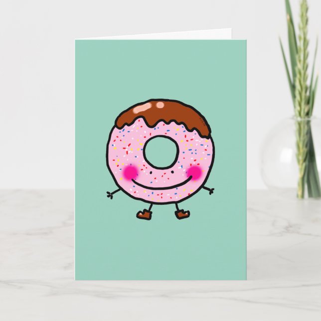 Cartão De Festividades Smiling Donut Greeting Card Design (Frente)