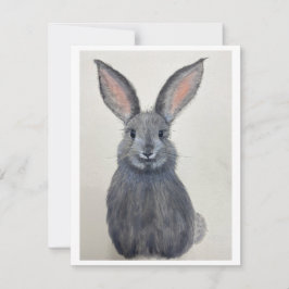 Cartão De Festividades Smiling Grey Bunny Notecard - Original Artwork