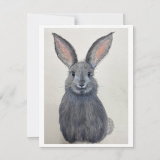 Cartão De Festividades Smiling Grey Bunny Notecard - Original Artwork