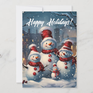 Cartão De Festividades Smiling Snowman Family