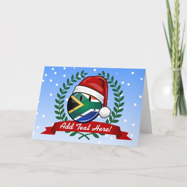 Cartão De Festividades Smiling South African Flag Christmas Style (Frente)