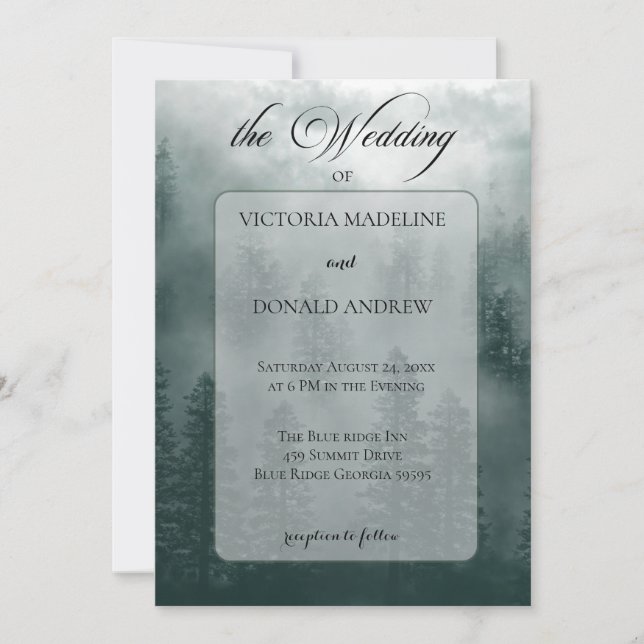 Cartão De Festividades Smoky Mountain Wedding Invitation (Frente)