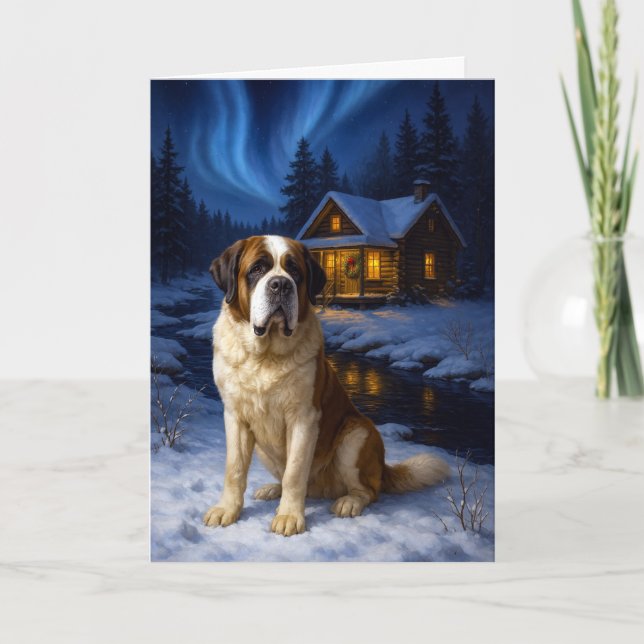 Cartão De Festividades Smooth Coat St. Bernard Holiday Card (Frente)
