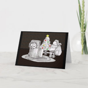 Cartão De Festividades Sneakin acima no papai noel