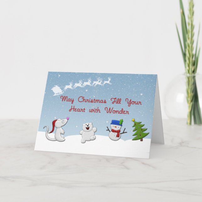 Cartão De Festividades Snow Animals Christmas Greeting Card (Frente)