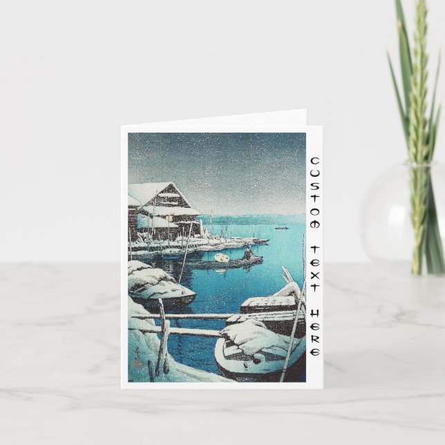 Cartão De Festividades Snow at Mukôjima Hasui Kawase shin hanga art (Frente)