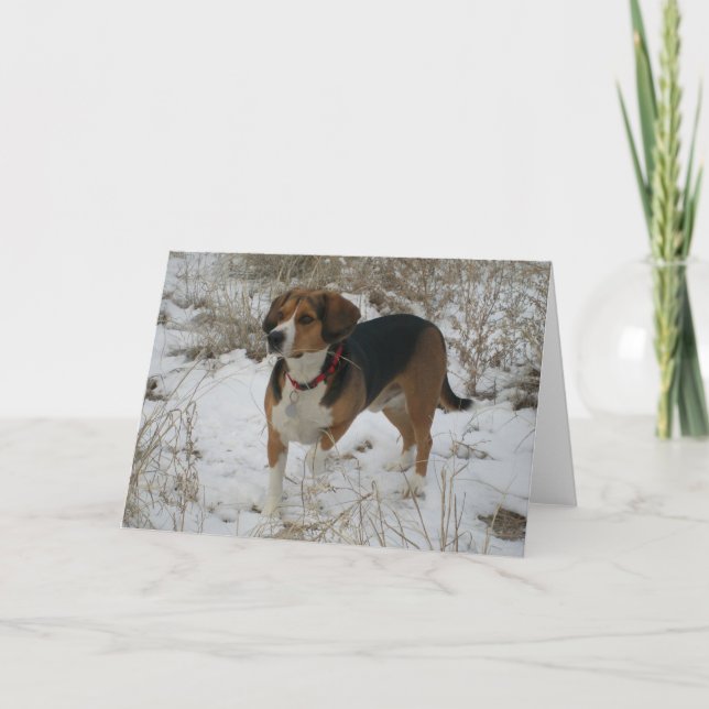 Cartão De Festividades Snow Beagle Winter Greeting Card - Hunting Hound (Frente)