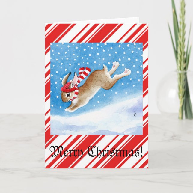 Cartão De Festividades Snow bunny Christmas greeting card (Frente)