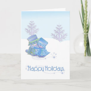 Cartão De Festividades Snow Couple Christmas Card