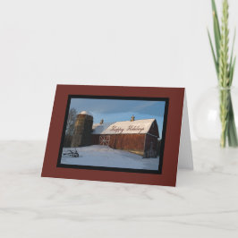 Cartão De Festividades Snow Covered Red Barn and Silo Business Christmas