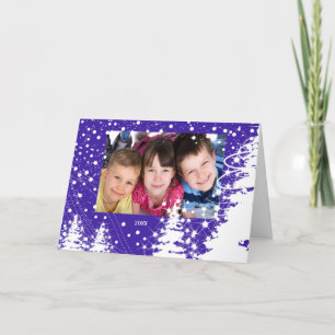 Cartão De Festividades Snow Covered Trees Family Christmas Photo Card