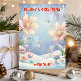 Cartão De Festividades Snow Fairy Christmas Garden Kids Card