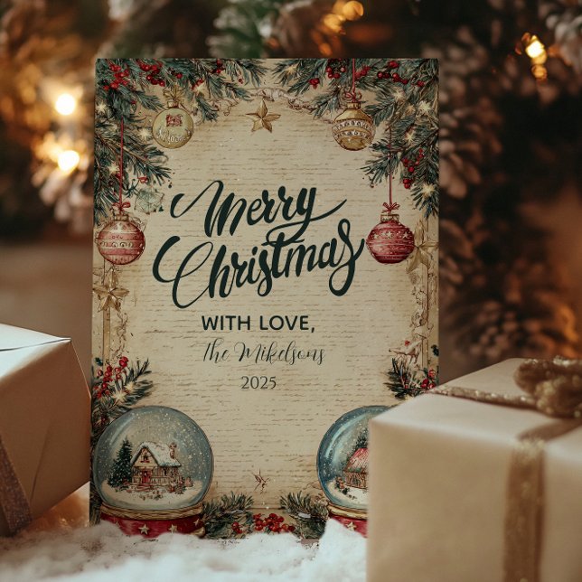 Cartão De Festividades Snow Globe Wonderland Natal (Criador carregado)