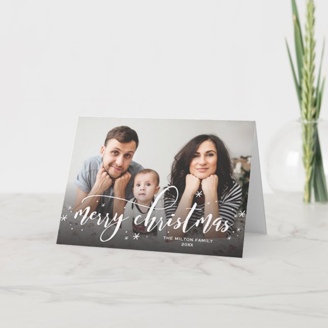 Cartão De Festividades Snow Sprinkle Whimsical Christmas Photo Greeting (Frente)