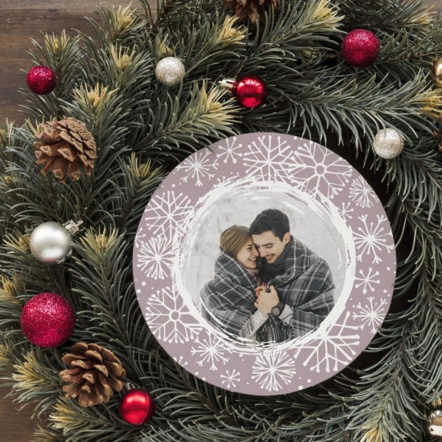 Cartão De Festividades Snowball | Foto redonda (Criador carregado)