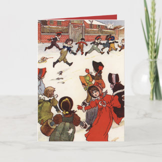 Cartão De Festividades Snowball luta contra Charles Robinson Vintage Holi