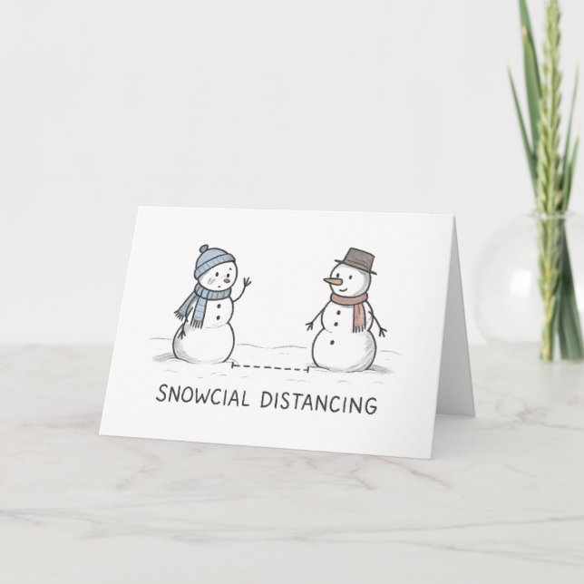 Cartão De Festividades Snowcial Distancing - Funny Christmas Card (Frente)