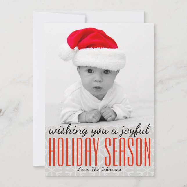 Cartão De Festividades Snowflake Joyful Holiday Season Photo (Frente)