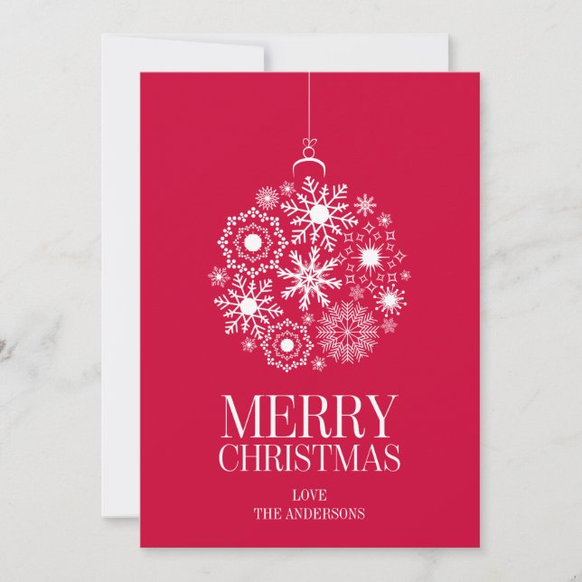 Cartão De Festividades Snowflake Ornament Merry Christmas Holiday Card (Frente)