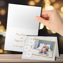 Cartão De Festividades Snowflake Ornaments FOLDED Christmas Photo