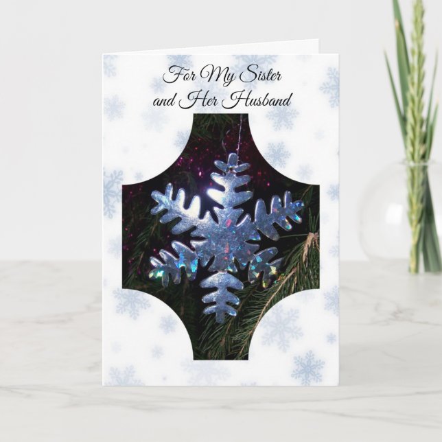 Cartão De Festividades Snowflake Sister e Brother-in-Law no Natal (Frente)