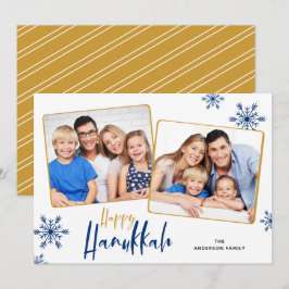 Cartão De Festividades Snowflakes 2 Fotos Feliz Hanukkah