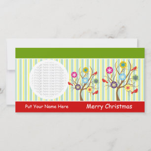 Cartão De Festividades Snowflakes And Cardinals On Tree Photo Cards
