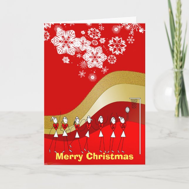 Cartão De Festividades Snowflakes Christmas Themed Netball (Frente)