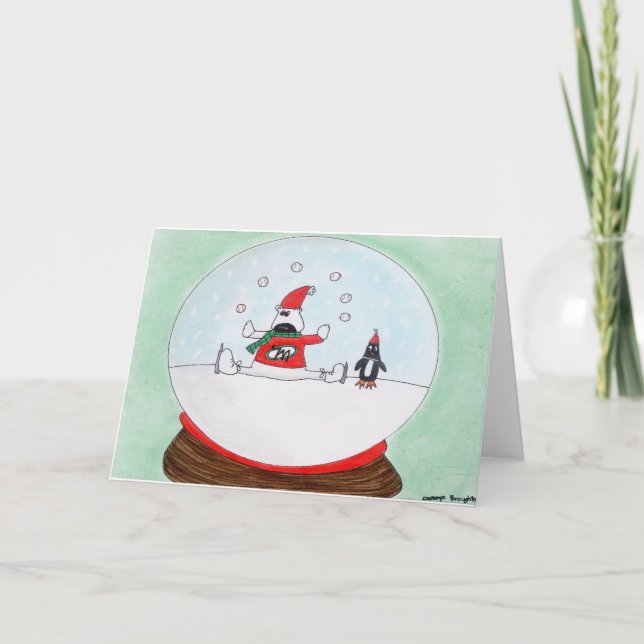 Cartão De Festividades Snowglobe holiday greeting card (Frente)