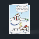 Cartão De Festividades Snowman after Cigar<br><div class="desc">snowman after cigar</div>
