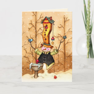 Cartão De Festividades Snowman and Bird Friends - Personalize It