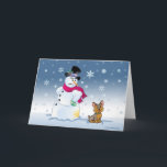 Cartão De Festividades Snowman and Yorkie Christmas card<br><div class="desc">Funny Yorkie dog Christmas Card with Snowman~oops dogs will be dogs!</div>