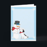 Cartão De Festividades Snowman Background<br><div class="desc">Uma borda ou quadro com um boneco de neve e seu cachorro no canto inferior esquerdo. Personalize este produto com um nome ou mensagem para torná-lo verdadeiramente exclusivo</div>