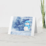 Cartão De Festividades Snowman Blue Background Scarf Dezembro Inverno<br><div class="desc">Snowman Blue Background Scarf Dezembro Inverno</div>