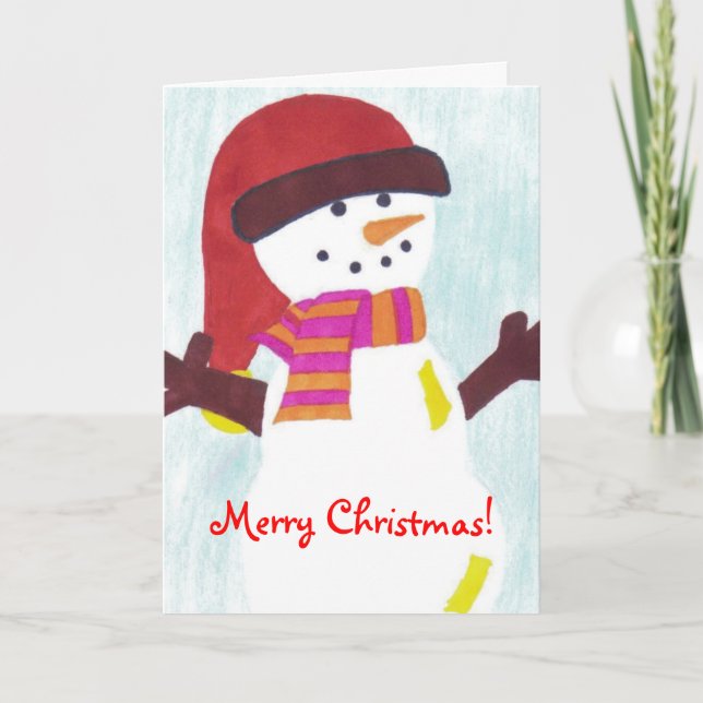 Cartão De Festividades Snowman Christmas Card (Frente)