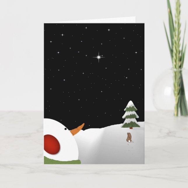Cartão De Festividades Snowman Christmas in Lembrance Greeting Card (Frente)