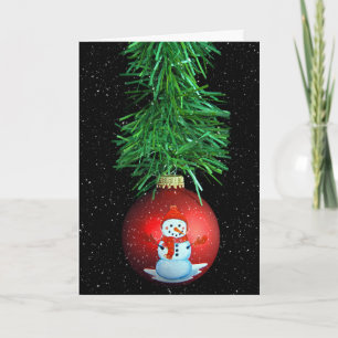 Cartão De Festividades snowman Christmas ornament with snowflakes