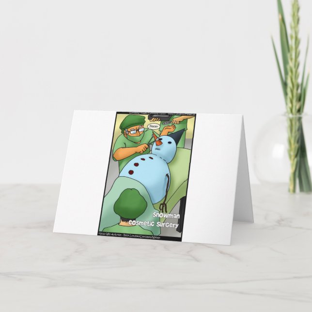 Cartão De Festividades Snowman - Cirurgia Cosmética Engraçada Oferece Car (Frente)